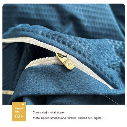 Cotton Duvet Cover Queen - Cotton Waffle Weave Duvet Cover Queen Size, Soft and Breathable Queen Duvet Cover Set for All Season