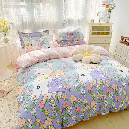 Garten-Stil, botanischer Druck, Bettbezug für Queen-Size-Betten – weiche Mikrofaser, schickes Blumenmuster mit grünen Blättern, 4-teiliges Bettwäsche-Set – Bettwäsche-Set mit Reißverschluss