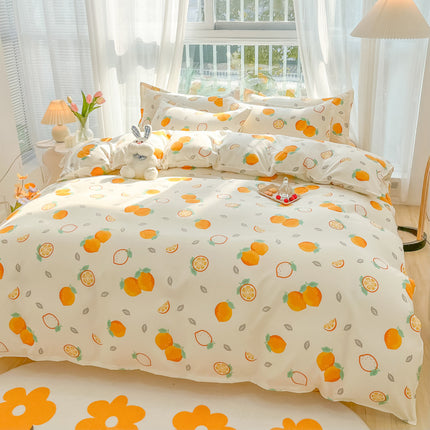 Garten-Stil, botanischer Druck, Bettbezug für Queen-Size-Betten – weiche Mikrofaser, schickes Blumenmuster mit grünen Blättern, 4-teiliges Bettwäsche-Set – Bettwäsche-Set mit Reißverschluss