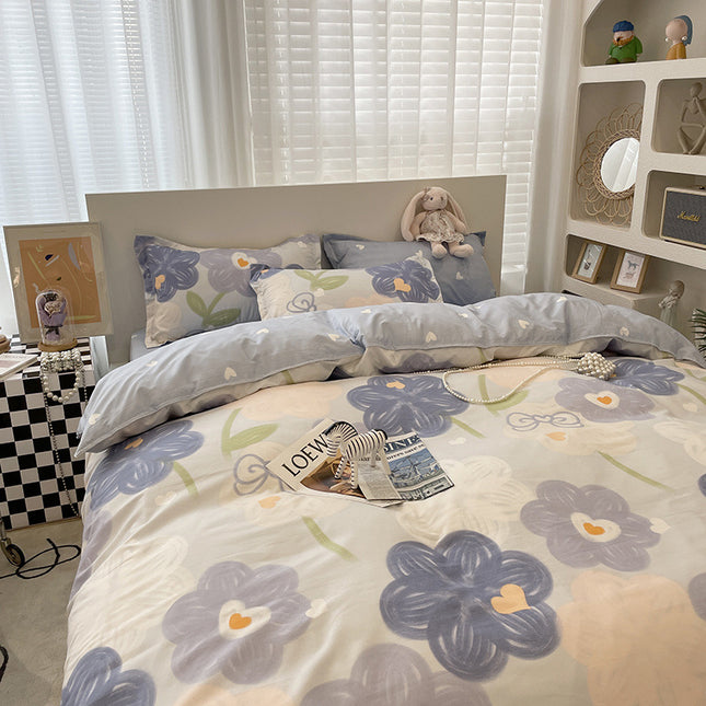 Duvet Cover Queen-Microfiber Queen Duvet Cover Set 4 Pieces Ultra Soft Bedding Comforter Cover Set-1 Duvet Cover +1 Bed Sheet With 2 Pillowcases