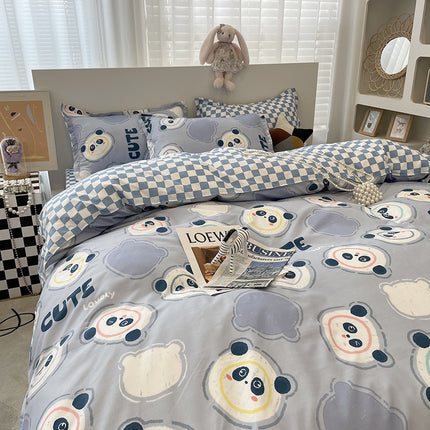 Housse de Couette Queen-Ensemble de Housse de Couette Queen en Microfibre 4 pièces Ensemble de Housse de Couette Ultra Douce-1 Housse de Couette + 1 Drap de lit avec 2 taies d'oreiller