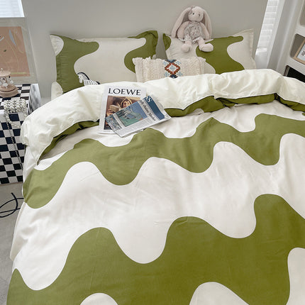 Housse de Couette Queen-Ensemble de Housse de Couette Queen en Microfibre 4 pièces Ensemble de Housse de Couette Ultra Douce-1 Housse de Couette + 1 Drap de lit avec 2 taies d'oreiller