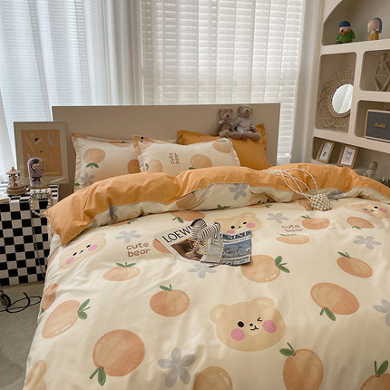 Housse de Couette Queen-Ensemble de Housse de Couette Queen en Microfibre 4 pièces Ensemble de Housse de Couette Ultra Douce-1 Housse de Couette + 1 Drap de lit avec 2 taies d'oreiller