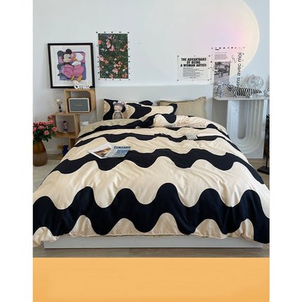 Housse de Couette Queen-Ensemble de Housse de Couette Queen en Microfibre 4 pièces Ensemble de Housse de Couette Ultra Douce-1 Housse de Couette + 1 Drap de lit avec 2 taies d'oreiller