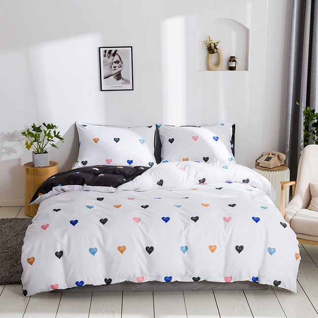 Duvet Cover  Washed Microfiber,  Duvet Cover and 2 Pillowcases, Delicate Style Quilt Cover Queen, Super Soft Comforter Cover Set