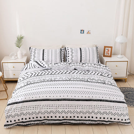 Duvet Cover Pillowcase Set -Soft Bedding Cover- Weight Microfiber 3pc Set (1 Cover 2 Pillowcase) -Modern Style Bed Quilt Cover for Decor