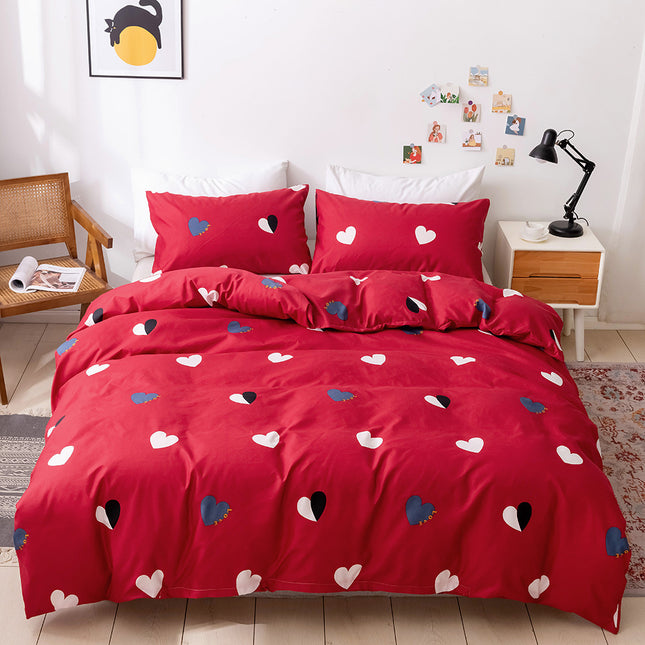 Parure de lit avec housse de couette et taie d'oreiller - Housse de literie douce - Ensemble 3 pièces en microfibre (1 housse et 2 taies d'oreiller) - Housse de couette de style moderne pour la décoration