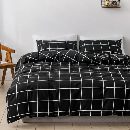 Duvet Cover Pillowcase Set -Soft Bedding Cover- Weight Microfiber 3pc Set (1 Cover 2 Pillowcase) -Modern Style Bed Quilt Cover for Decor