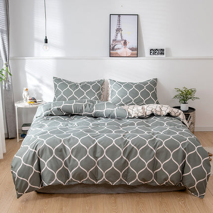 Ensemble de housse de couette super doux - Ensemble de housse en microfibre lavée, housse de couette et 2 taies d'oreiller, housse de couette de style délicat Queen