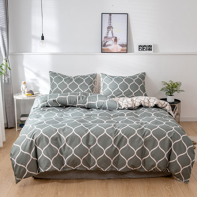 Ensemble de housse de couette super doux - Ensemble de housse en microfibre lavée, housse de couette et 2 taies d'oreiller, housse de couette de style délicat Queen