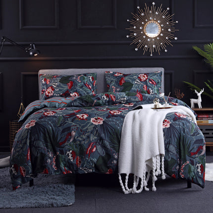 Ensemble de housse de couette super doux - Ensemble de housse en microfibre lavée, housse de couette et 2 taies d'oreiller, housse de couette de style délicat Queen