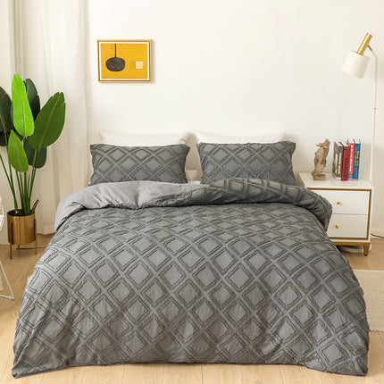 Duvet Cover Set King-3 PCS Ultra Soft Fluffy Comforter Cover With Pillow Shams- Microfiber Fabric Duvet Cover With Diamond Pattern