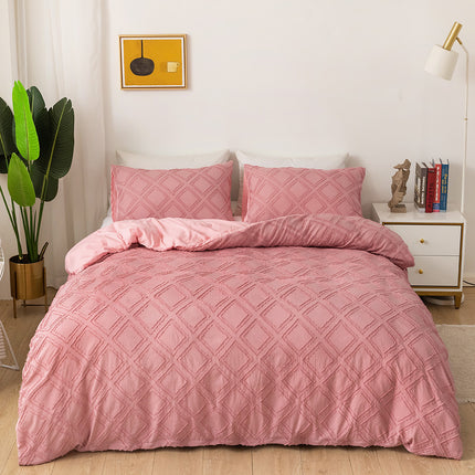 Duvet Cover Set King-3 PCS Ultra Soft Fluffy Comforter Cover With Pillow Shams- Microfiber Fabric Duvet Cover With Diamond Pattern