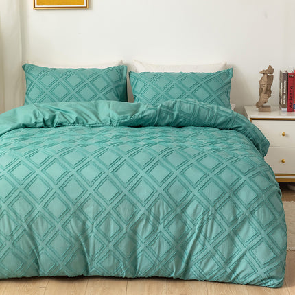 Duvet Cover Set King-3 PCS Ultra Soft Fluffy Comforter Cover With Pillow Shams- Microfiber Fabric Duvet Cover With Diamond Pattern
