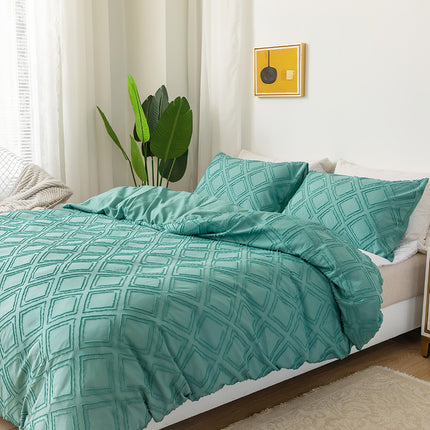Duvet Cover Set King-3 PCS Ultra Soft Fluffy Comforter Cover With Pillow Shams- Microfiber Fabric Duvet Cover With Diamond Pattern