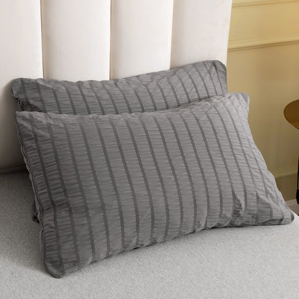 3 Pieces King Duvet Cover Set, Textured Stripe Washed Microfiber Comforter Cover with Zipper Closure