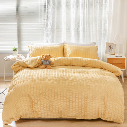 3 Pieces King Duvet Cover Set, Textured Stripe Washed Microfiber Comforter Cover with Zipper Closure