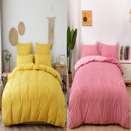 Duvet Cover Set, Tufted Bedding Duvet Covers Soft Washed Microfiber Duvet Cover Pillow Case, 3 Pieces Duvet Cover With Zipper Closure