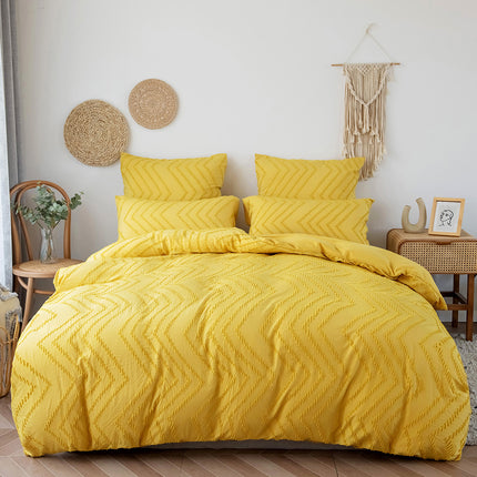 Duvet Cover Set, Tufted Bedding Duvet Covers Soft Washed Microfiber Duvet Cover Pillow Case, 3 Pieces Duvet Cover With Zipper Closure