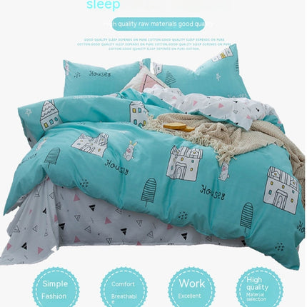 Duvet Cover Pillowcase Set Cartoon Design Soft Bedding Cover- Weight Microfiber 3pc Set (1 Cover 2 Pillowcase)