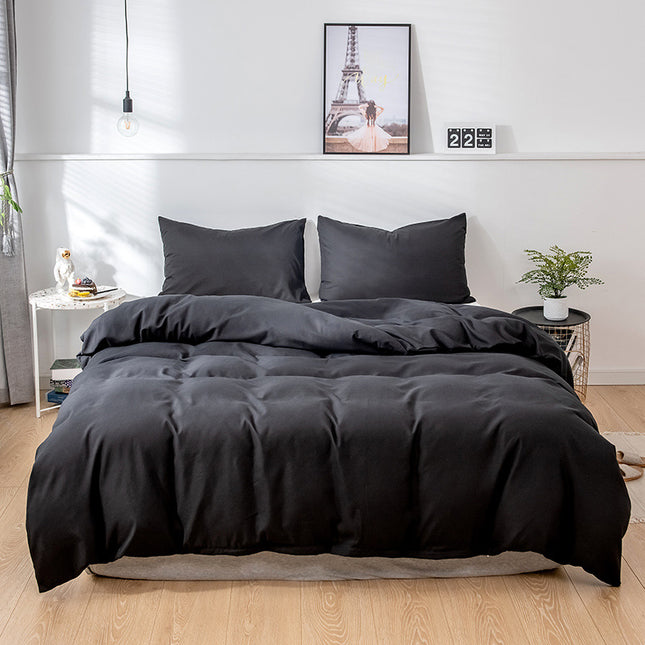 Cotton Duvet Cover Set, 3 Pieces Luxury Soft Bedding Set Closure- Solid Color Pattern Duvet Cover Queen Size