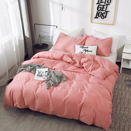 Cotton Duvet Cover Set, 3 Pieces Luxury Soft Bedding Set with Zipper Closure- Solid Color Pattern Duvet Cover Queen Size
