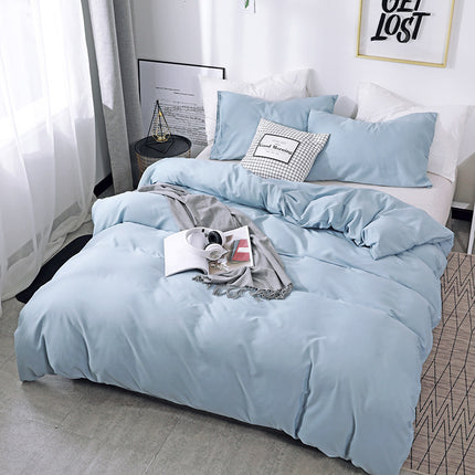 Cotton Duvet Cover Set, 3 Pieces Luxury Soft Bedding Set with Zipper Closure- Solid Color Pattern Duvet Cover Queen Size