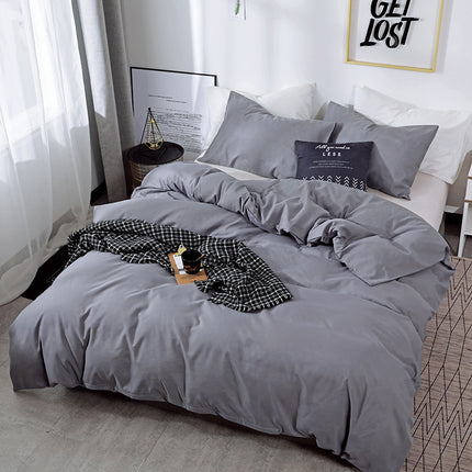 Cotton Duvet Cover Set, 3 Pieces Luxury Soft Bedding Set with Zipper Closure- Solid Color Pattern Duvet Cover Queen Size
