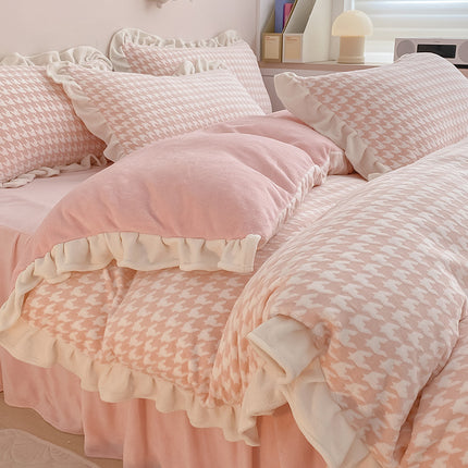 Plüsch-Zottel-Bettbezug-Set, 4-teiliges, flauschiges Bettdeckenbezug-Set, luxuriöses, ultraweiches getuftetes Bettwäsche-Set mit Reißverschluss für den Winter