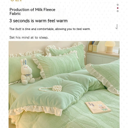 Plüsch-Zottel-Bettbezug-Set, 4-teiliges, flauschiges Bettdeckenbezug-Set, luxuriöses, ultraweiches getuftetes Bettwäsche-Set mit Reißverschluss für den Winter