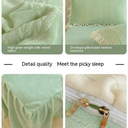 Parure de lit 4 pièces en peluche à poils longs avec housse de couette moelleuse, parure de lit de luxe ultra douce et chaude touffetée avec fermeture éclair pour l'hiver