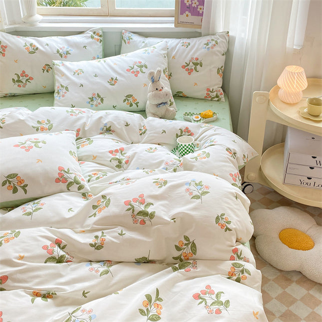 100% Cotton Comforter Cover Bedding Set-Duvet Cover Printed Bedding Set  1 Duvet Cover +1 Fitted Sheet With 2 Pillowcases Bedding Set