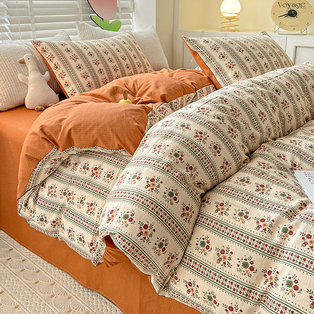 Print Duvet Cover Set-Premium Cotton Bedding Sets-Twin Reversible Comforter Cover Soft Bedding Collection