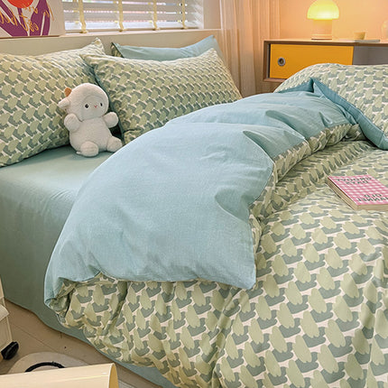 Cotton Prints Bedding Duvet Cover-Queen Comforter Cover Bedding Sets-1Duvet Cover+1 Fitted Sheet With 2 Pillowcase