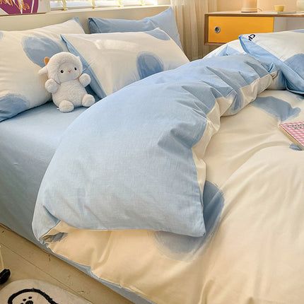 Cotton Prints Bedding Duvet Cover-Queen Comforter Cover Bedding Sets-1Duvet Cover+1 Fitted Sheet With 2 Pillowcase