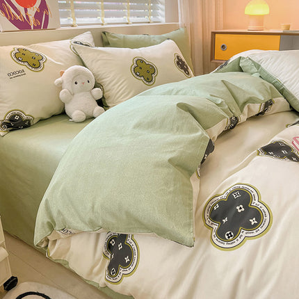 Cotton Prints Bedding Duvet Cover-Queen Comforter Cover Bedding Sets-1Duvet Cover+1 Fitted Sheet With 2 Pillowcase