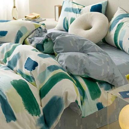 Cotton Prints Bedding Duvet Cover-Queen Comforter Cover Bedding Sets-1Duvet Cover+1 Fitted Sheet With 2 Pillowcase