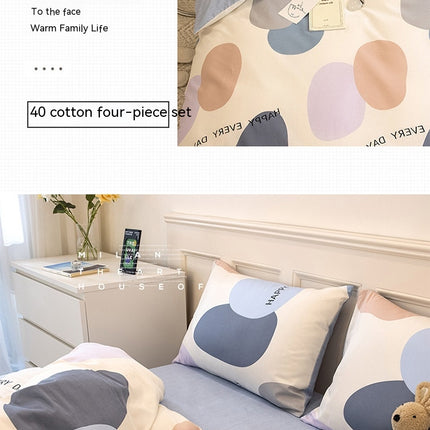 Cotton Prints Bedding Duvet Cover-Queen Comforter Cover Bedding Sets-1Duvet Cover+1 Fitted Sheet With 2 Pillowcase