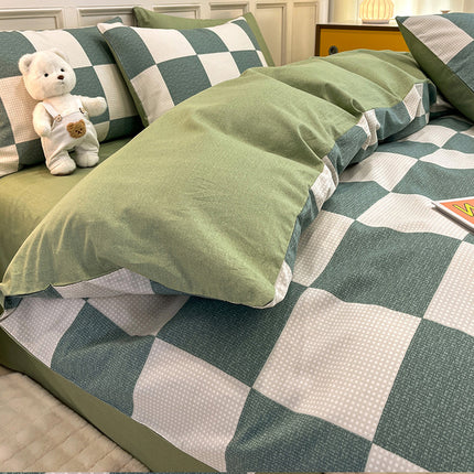 Cotton Reversible  Prints Bedding Duvet Cover-Queen Comforter Cover Bedding Sets-1Duvet Cover+1 Fitted Sheet With 2 Pillowcase