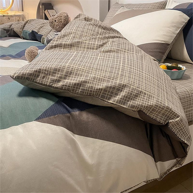 Literie en coton à fleurs, housse de couette à fleurs, Sets-1housse de couette + 1 drap-housse avec 2 taies d'oreiller