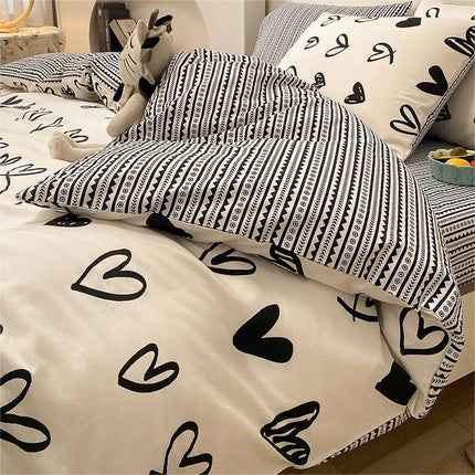 Parure de lit florale en coton, housse de couette, Queen Flower, ensembles de literie floraux, 1 housse de couette + 1 drap-housse avec 2 taies d'oreiller