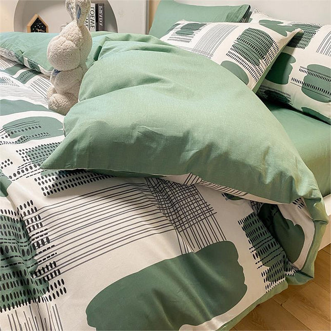 Cotton Floral Bedding Duvet Cover-Queen Flower Comforter Cover Floral Bedding Sets-1Duvet Cover+1 Fitted Sheet With 2 Pillowcase