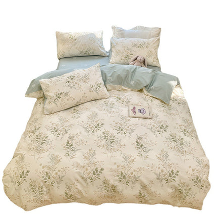 Parure de lit florale en coton, housse de couette, Queen Flower, ensembles de literie floraux, 1 housse de couette + 1 drap-housse avec 2 taies d'oreiller