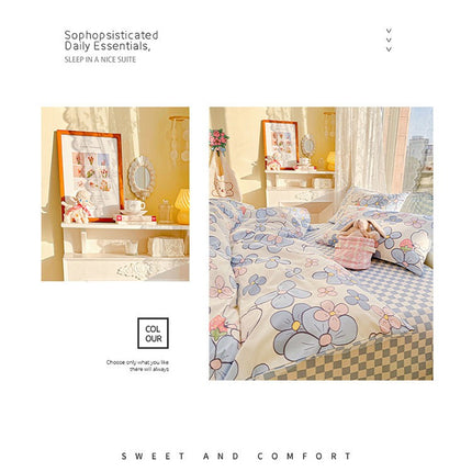 Parure de lit florale en coton, housse de couette, Queen Flower, ensembles de literie floraux, 1 housse de couette + 1 drap-housse avec 2 taies d'oreiller