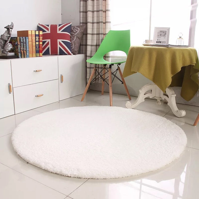 Faux Lambswool Soft Area Circle Rug, Farmhouse Washable Low Pile Throw Rugs, Carpet for Living Room Sofa Nursery Kids Room Decor
