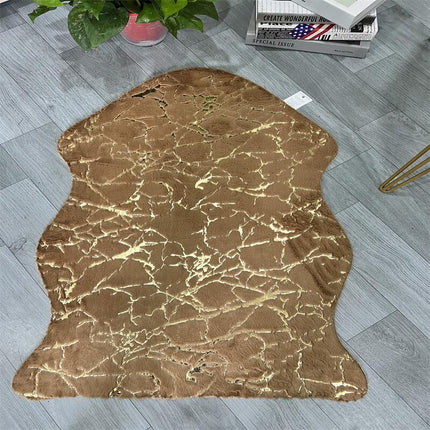 Tapis imitation fourrure de lapin métallique doux, en forme d'animal, imprimé de vache, pour décoration de salon et de maison