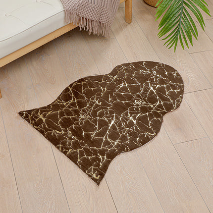 Tapis imitation fourrure de lapin métallique doux, en forme d'animal, imprimé de vache, pour décoration de salon et de maison
