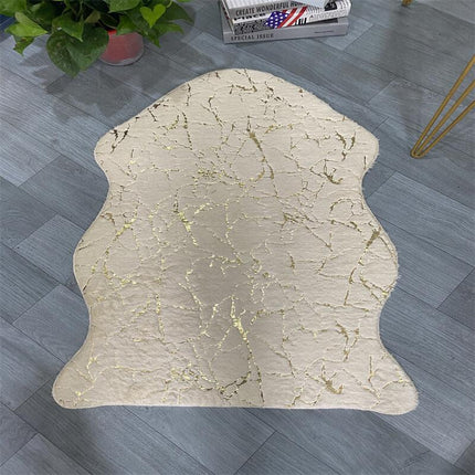 Tapis imitation fourrure de lapin métallique doux, en forme d'animal, imprimé de vache, pour décoration de salon et de maison