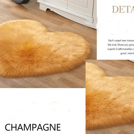Tapis moelleux en forme de cœur - Tapis de chambre en peluche en fausse laine - Tapis de chambre doux et antidérapant - Convient pour la maison, le salon, le canapé, la chambre à coucher