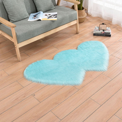 Double Heart Shaped Soft Faux Sheepskin Fur Plush Area Rugs Non-slip fluffy floor carpet for Home Living Room Balcony Sofa Floor Mat Bedroom